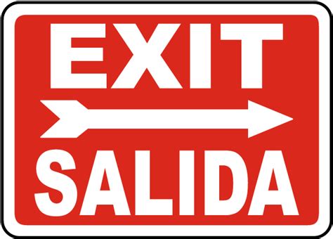Bilingual Exit Right Arrow Sign Save 10 Instantly