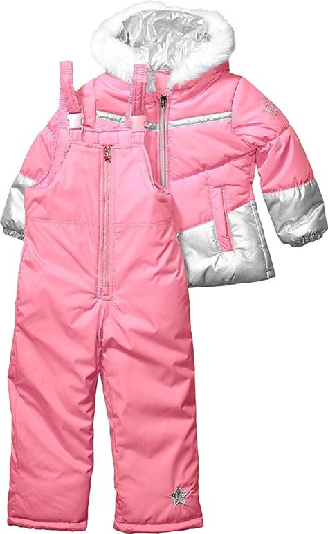 London Fog Girls Snowsuit With Snowbib And Puffer Jacket