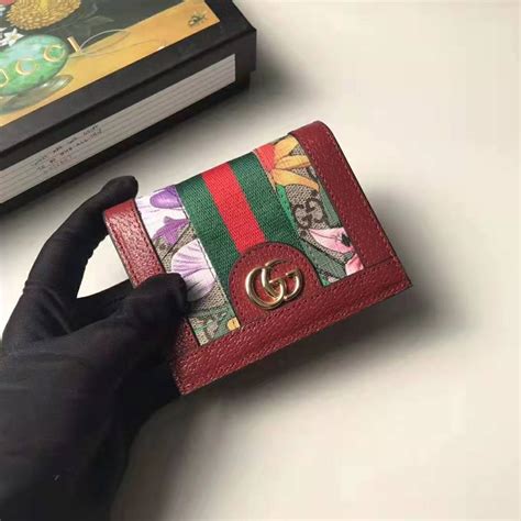 Gucci Gg Women Ophidia Gg Flora Card Case Wallet In Gg