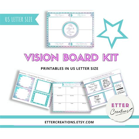 Vision Board Kit Dream Board Templates Inspiring Quotes And Etsy Australia