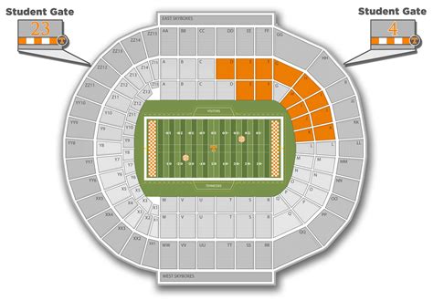 Neyland Stadium Seating Chart With Rows And Seat Numbers Stadium