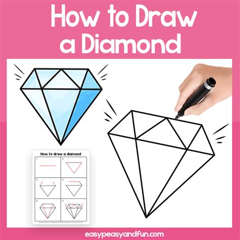 How To Draw A Diamond Step By Step Diamond Drawing Tutorial With