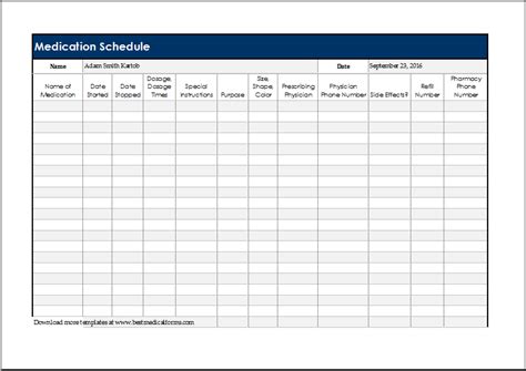 11 Daily Medication Schedule Templates Word Excel Formats