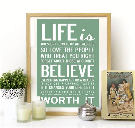 Life Is Too Short Quote Print Or Canvas By I Love Design