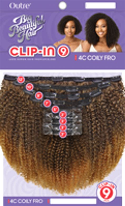 Outre Big Beautiful Hair Clip In 9pcs 4c Coily Fro