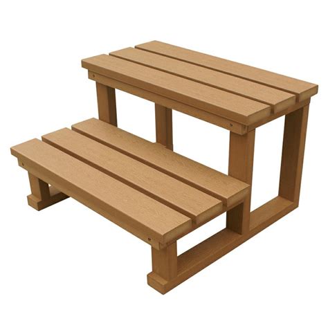 Two Tier Spa Steps Natural Finish Natural Finish Wooden Steps Spa Accessories