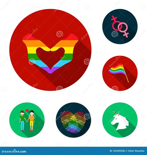 Gay And Lesbian Flat Icons In Set Collection For Designsexual Minority