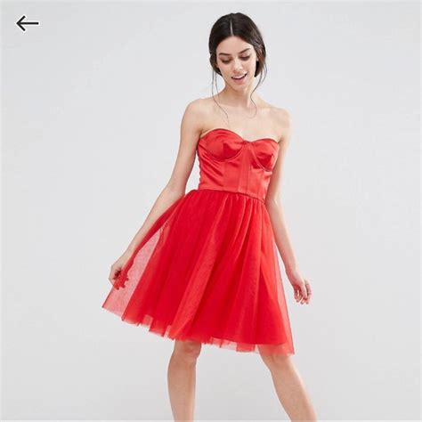 Asos Dresses Red Corset Dress With Tulle Skirt Poshmark
