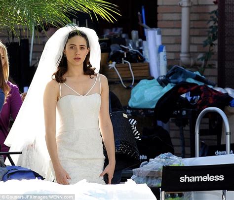 Emmy Rossum Slips Into Wedding Gown To Film Shameless Daily Mail Online