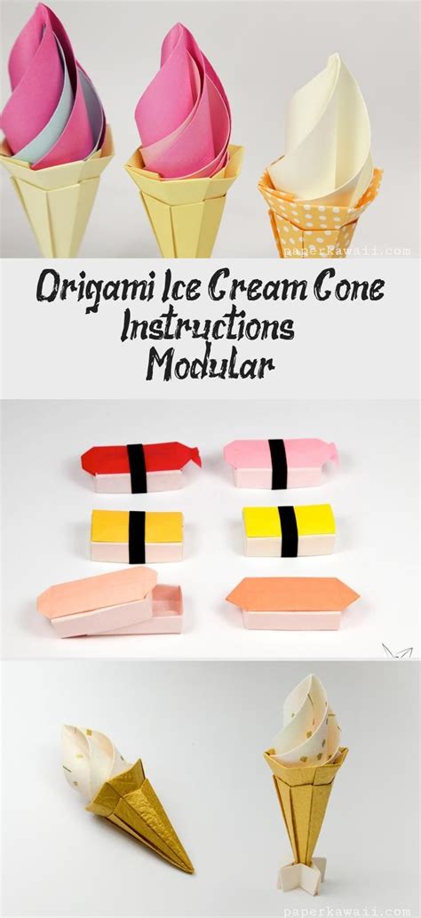 Origami Ice Cream Cone Instructions Modular Via Paperkawaii