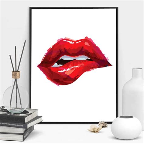 Simple Sexy Red Lips Prints Hd Canvas Painting Wall Art Living Room Home No Framed With Free