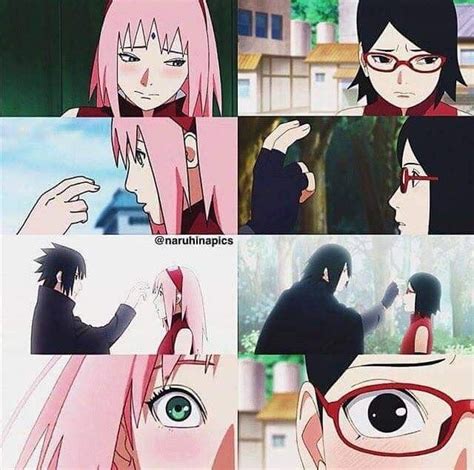 Same Scene Sasuke Poking The Forehead Of Sakura And Sarada ️ ️ ️