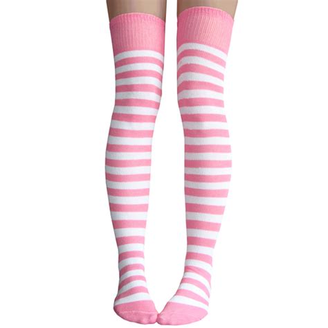 Pink And White Striped Thigh Highs Striped Thigh High Socks Thigh High