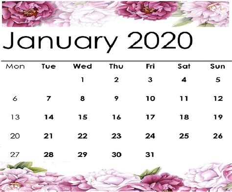 January 8 2020 Calendar Calendar Printables Free Templates