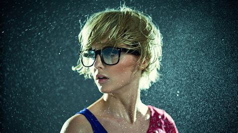 1366x768px free download hd wallpaper blonde short haired woman wearing eyeglasses looking