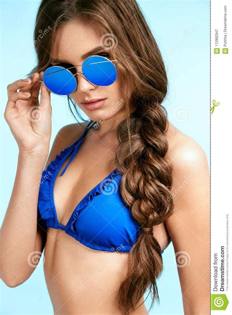 Beautiful Woman In Stylish Sunglasses In Summer Stock Image Image Of