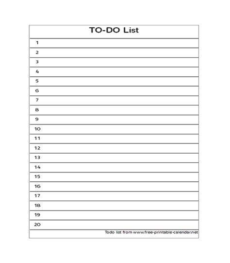Blank Numbered List Template List And Format Corner Free Printable