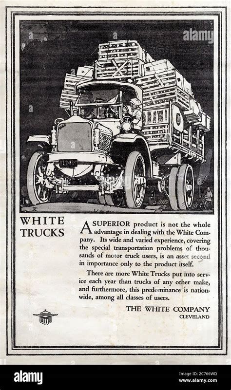 White Trucks From 1915 - Vintage car advertising Stock Photo - Alamy