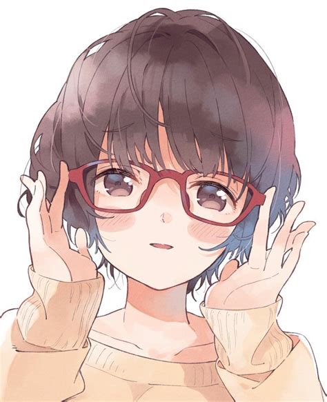 Anime Girl With Short Black Hair And Bangs And Glasses Hair Style