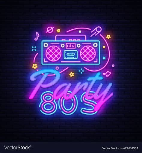 80s Party Neon Sign Back To 80s Neon Royalty Free Vector