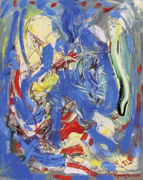 An Abstract Painting With Blue Yellow And Red Colors