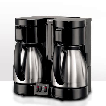 Dual coffee makers allow you to brew single servings or full pots of coffee with the same machine. Krups 324 Dual Carafe Coffee Machine