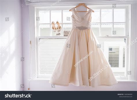 Elegant Wedding Dress Bride High Heels Stock Photo 1400586083