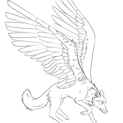 Anime Black And White Wolf With Wings