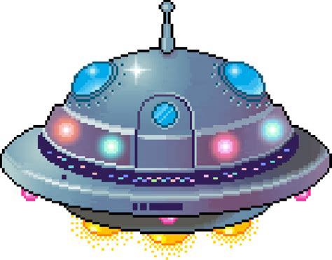 An Image Of A Pixelated Space Ship With Lights On It S Sides And The Top