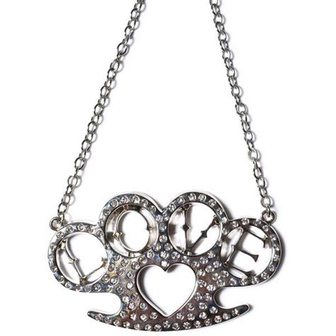 Heart Brass Knuckles Necklace 25 Liked On Polyvore Featuring Jewelry