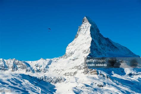 World Famous Mountain Peak Matterhorn Above Zermatt Town Switzerland In