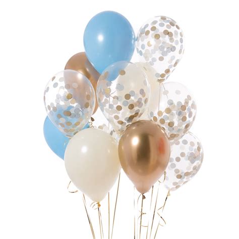 Pack Of 14 Baby Blue Confetti Balloons By Bubblegum