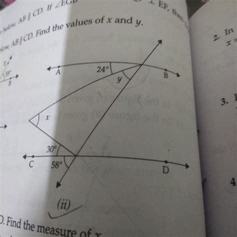in figure find value of x and y if ab parallel to cd maths lines and angles 13009201
