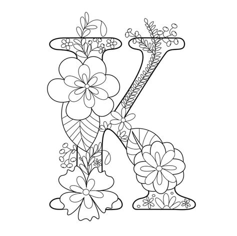 letra k con flor para colorear imprimir e dibujar coloringonly