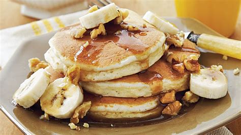 Oat Pancakes With Banana Nut Syrup Recipe From Betty Crocker