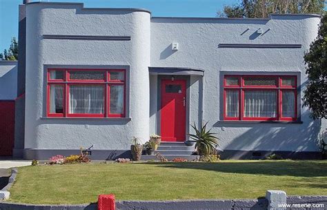 As we said above, art deco has a somewhat respectable age, and therefore small changes and new touches that were added over time to such interiors are pretty natural. Exterior walls Resene Mischka | Art deco exterior, Art ...