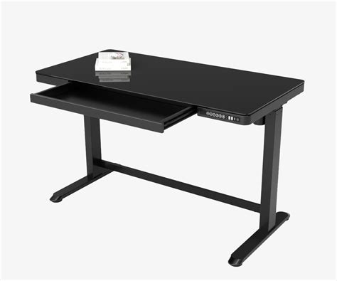 Tempered Glass Electric Height Adjustable Standing Desk With Drawer And