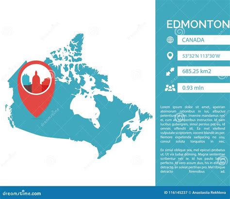 Edmonton Map Infographic Vector Isolated Illustration Stock Vector