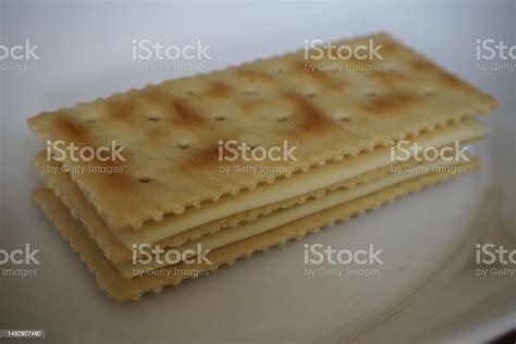 Saltine Cracker With Cheese Stock Photo Download Image Now