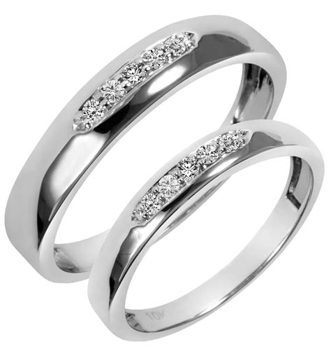 15 Carat T W Diamond His And Hers Wedding Band Set 14k White Gold Within Cheap Wedding Bands Sets His And Hers 