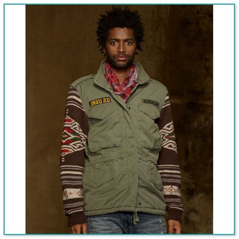 Ralph Lauren Denim And Supply Army Green Indian Patch Jacket