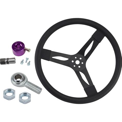 Steel Rubber Grip Quick Release Steering Wheel Kit 15 Inch