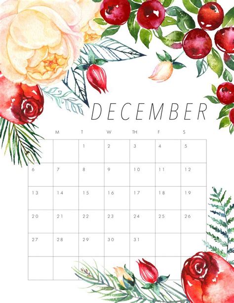 Free Printable 2020 Floral Calendar The Cottage Market December