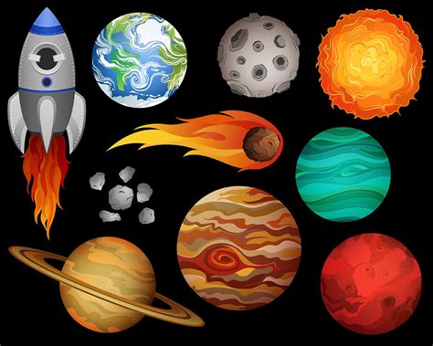 Outer Space Clip Art Set Of 10 X Large 300 Dpi Vector Png And 