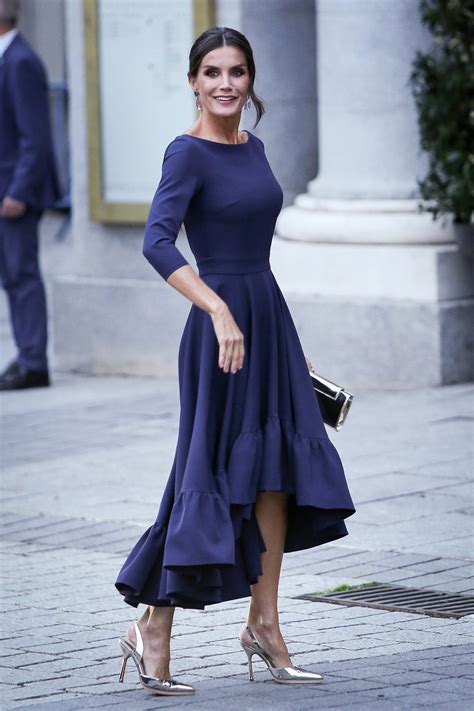 Queen Letizia Of Spain Appears Glamorous In Backless Navy Gown Tatler