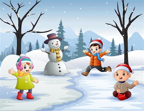 Actividades Al Aire Libre De Invierno Con Niños Y Muñeco De Nieve
