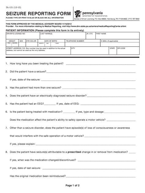 Pa Drivers License Medical Form Fill Online Printable Fillable