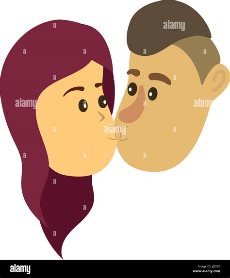 Avatar Couple Face Kissing With Hairstyle Design Stock Vector Image