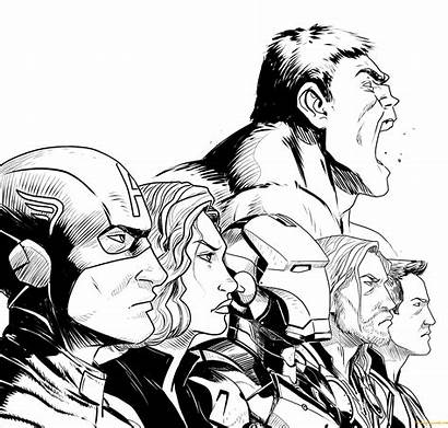 Avengers Coloring Six Members Marvel Coloringpagesonly Drawing