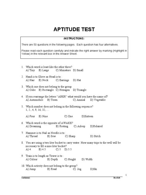 Free Online Aptitude Test Questions And Answers